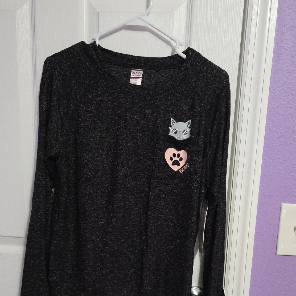 BOBS from Skechers Black and Pink Long Sleeve Tees